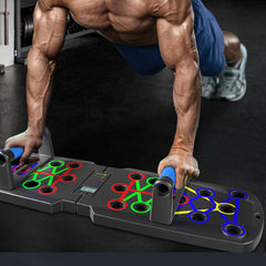 Push Up Board with Resistance Bands Folding Professional Push Up Strength Training Equipment with Timer