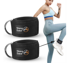 Fitness Padded Ankle Cuffs Straps - Gym Ankle Straps for Cable Machines, Black, Adjustable Pair for Glute, Hip, Leg Exercises